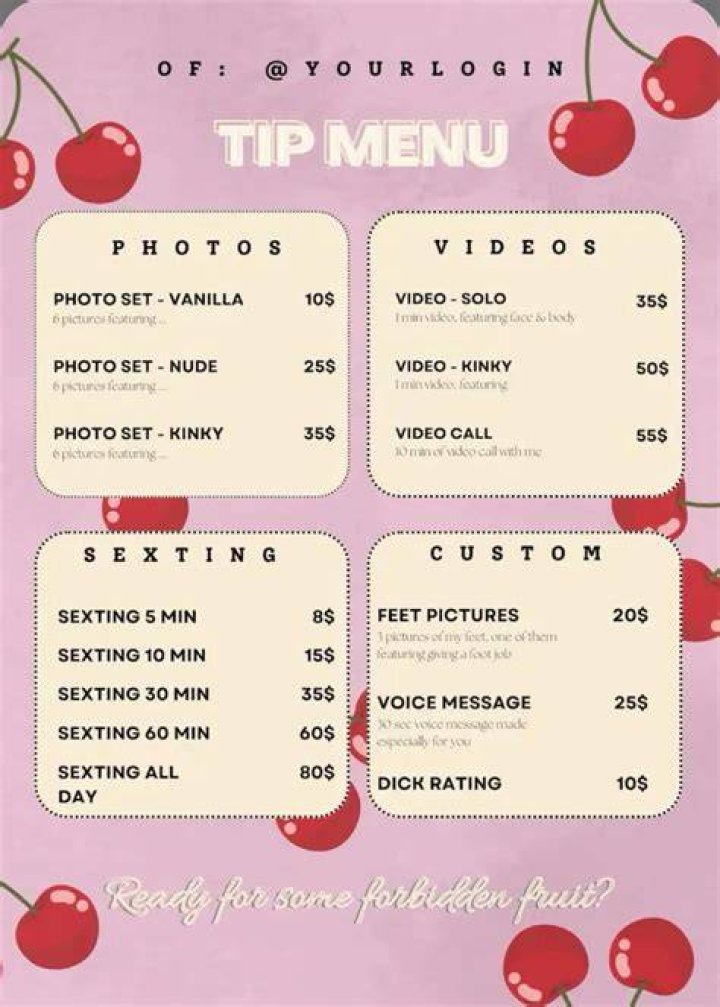 Onlyfans Menu Template